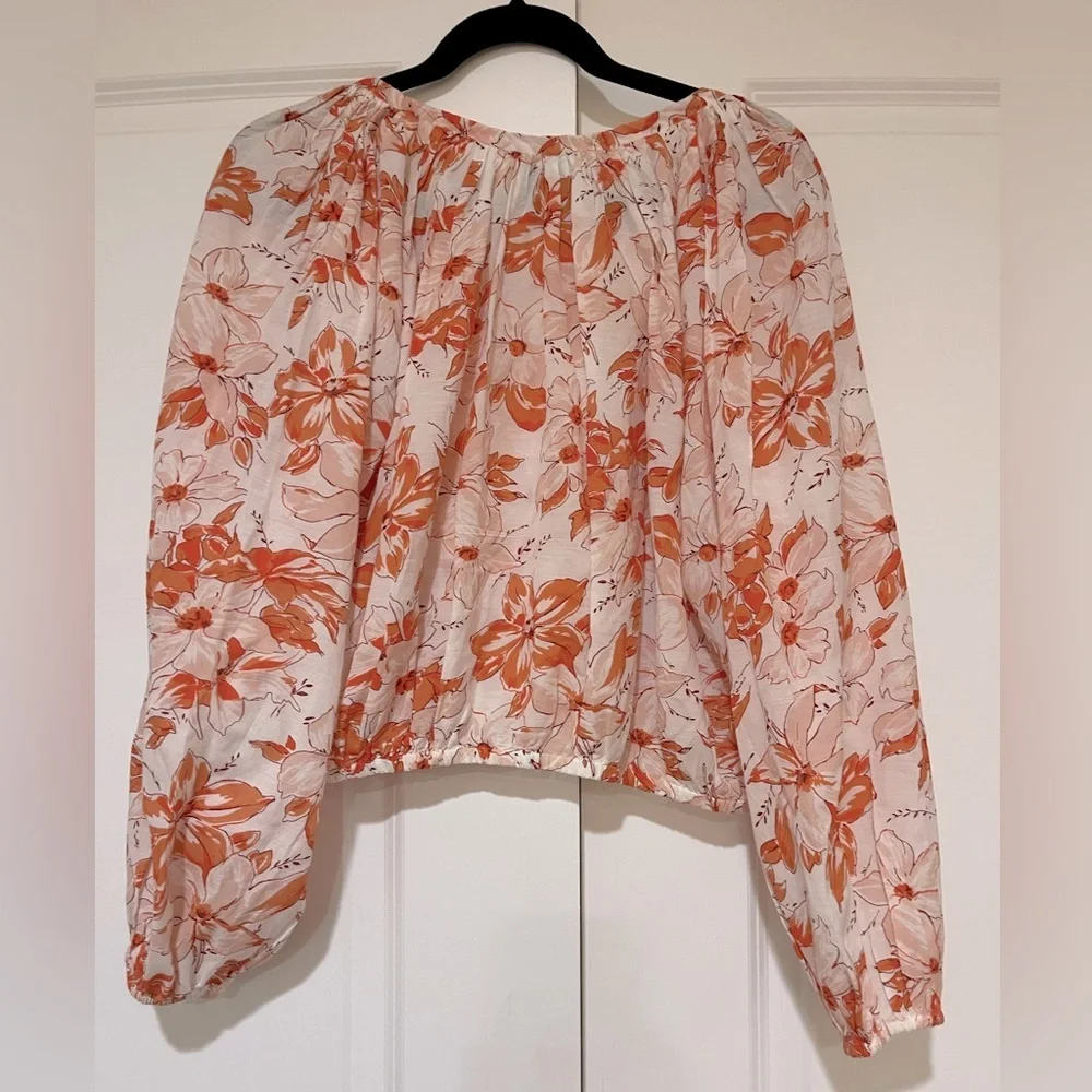 J.Crew tassel tie, breezy blooms floral cotton blend top lightweight NWOT